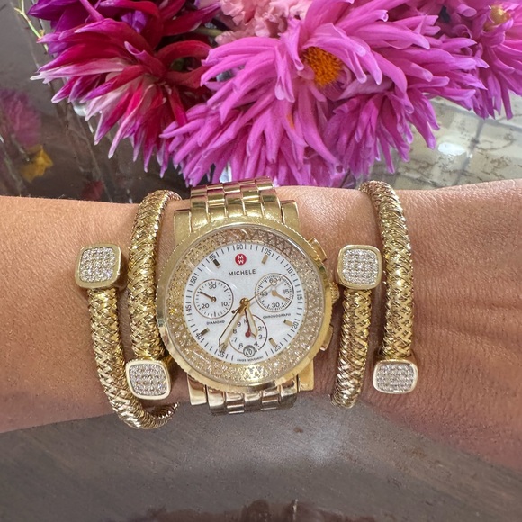 $3500 Michele Sport Sail Chronograph Diamond Watch – 38MM, Gold Plated! - Picture 8 of 16